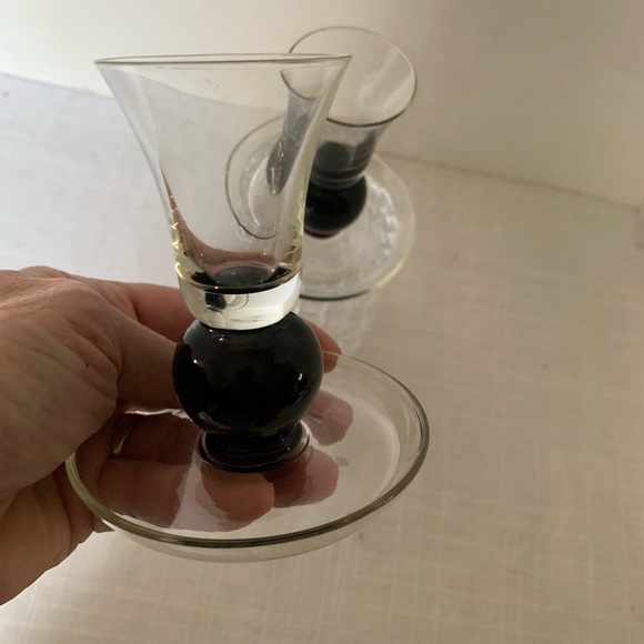 Vtg Black Art Glass Candlestick Holders - Picture 2 of 6